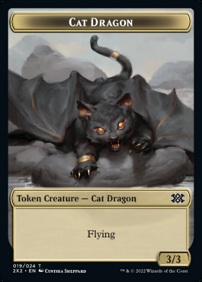Cat Dragon // Spirit (008) Double-Sided Token [Double Masters 2022 Tokens]